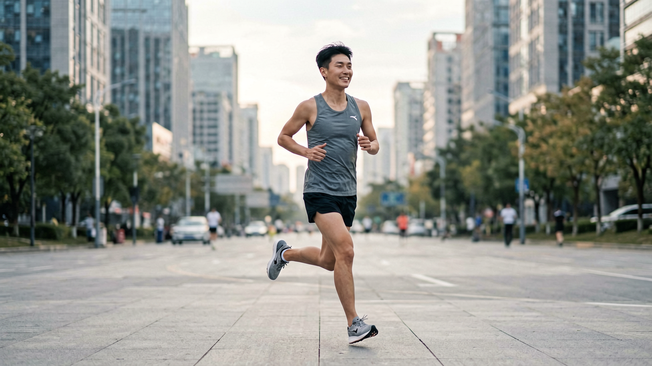 运动爱好者在城市中享受跑步与户外运动的活力场景